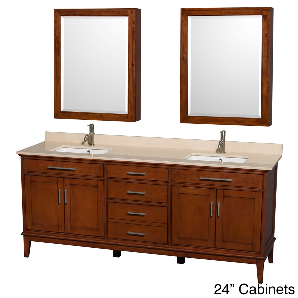 Wyndham Collection Hatton 80 inch Light Chestnut Double sink Bathroom Vanity