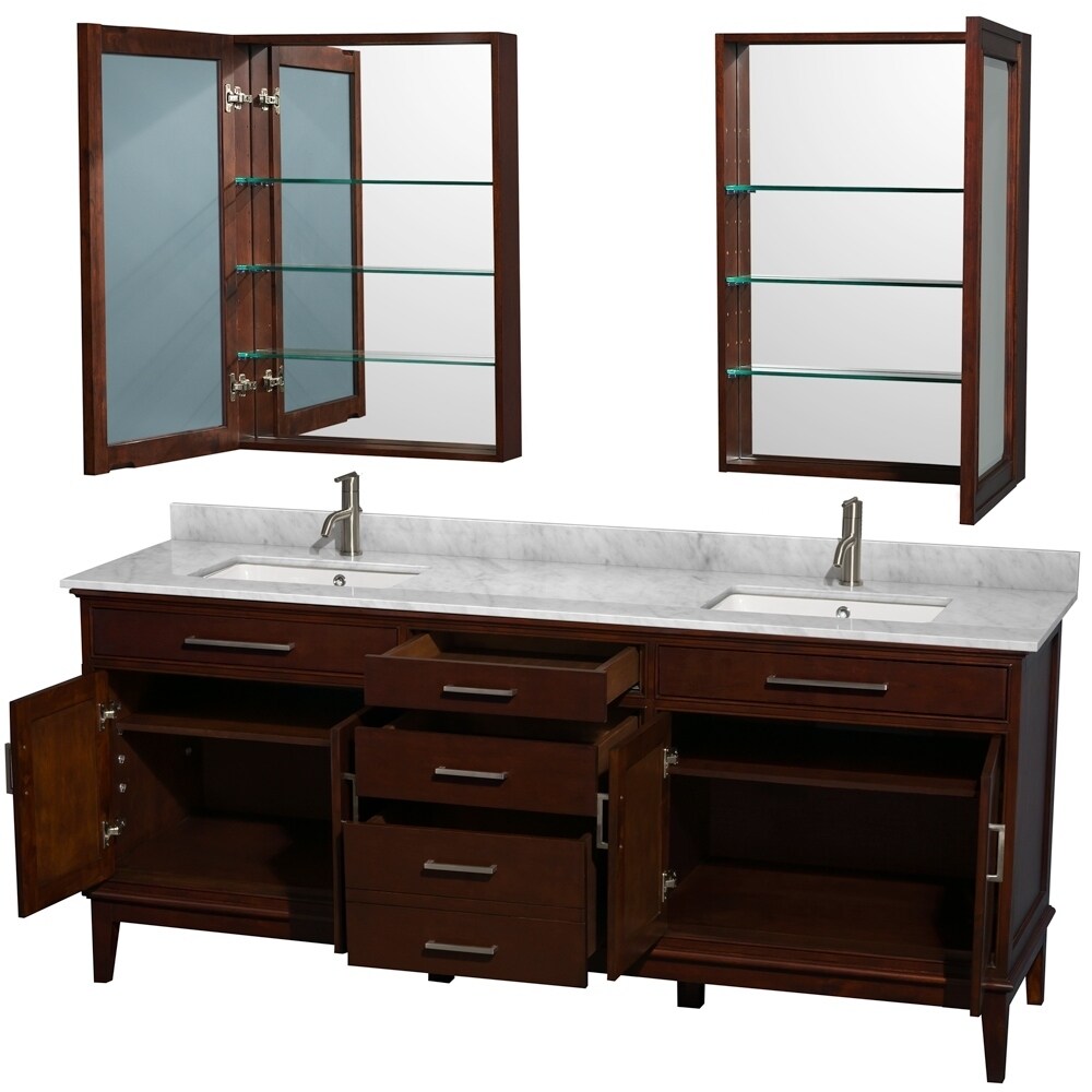 Wyndham Collection Hatton 80 Inch Dark Chestnut Double Bathroom Vanity Overstock 8893777