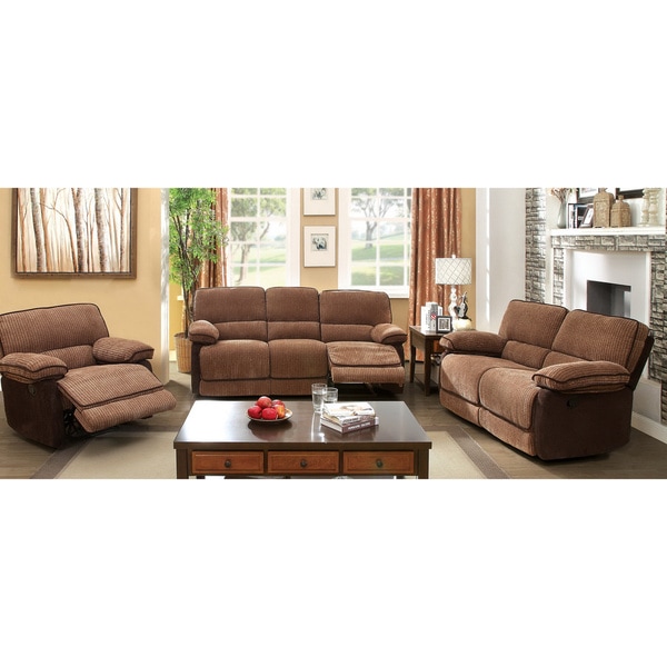 Furniture Of America Dark Brown 3 Piece Chenille Fabric Furniture Of America Dark Brown 3 Piece Chenille Fabric Loveseat Recliner Sofa Set