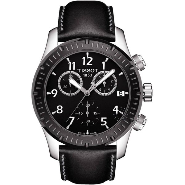 Tissot Men's T0394172605700 Black Leather Chronograph Watch - 16114829 ...
