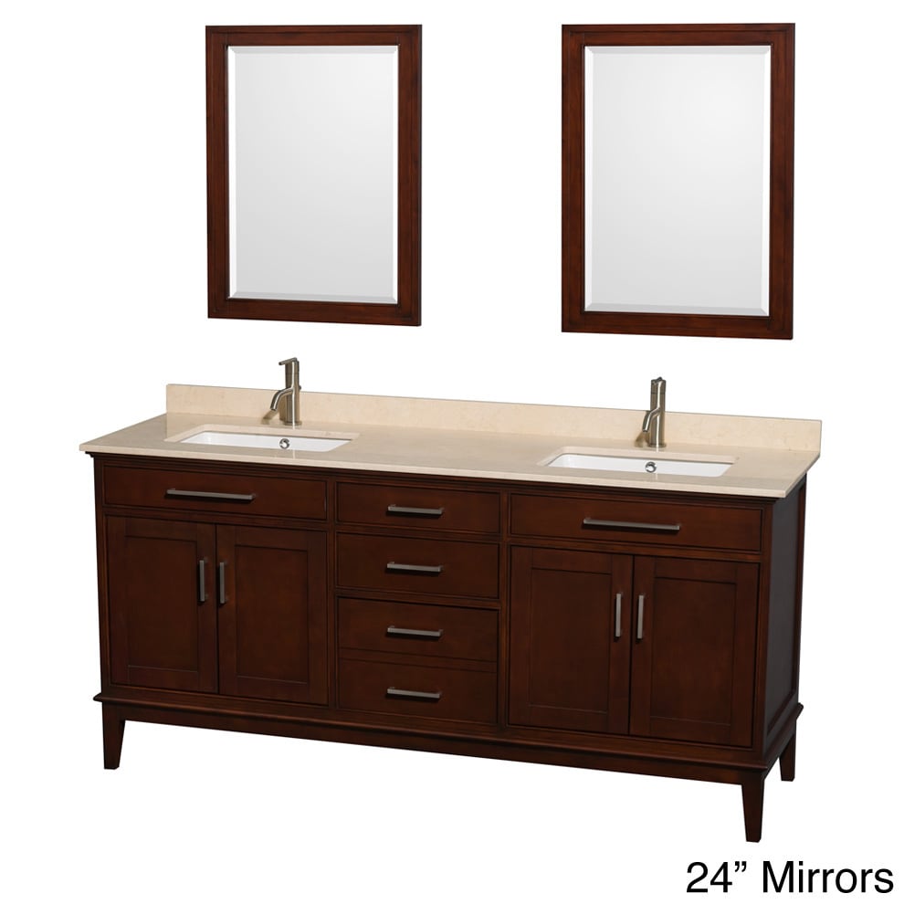 Wyndham Collection Hatton 72 inch Dark Chestnut Double Sink Vanity