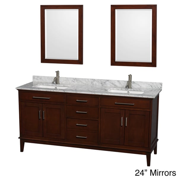 Wyndham Collection Hatton 72 inch Dark Chestnut Double Vanity with