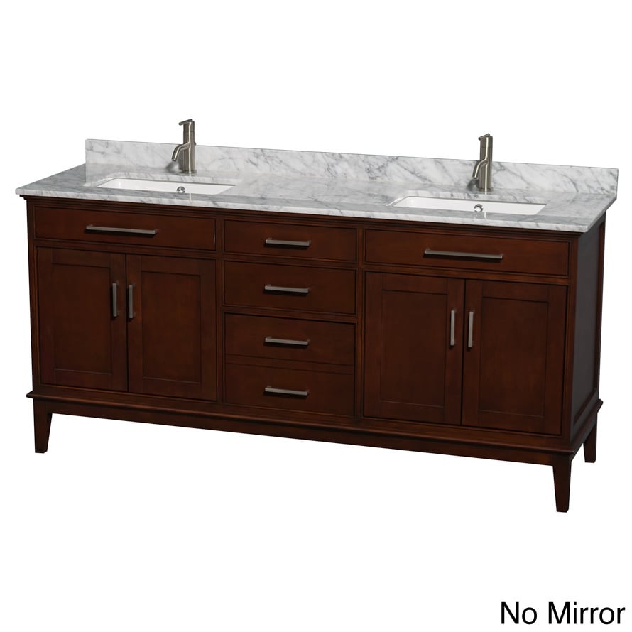 Wyndham Collection Hatton 72 inch Dark Chestnut Double Vanity With Marble Top