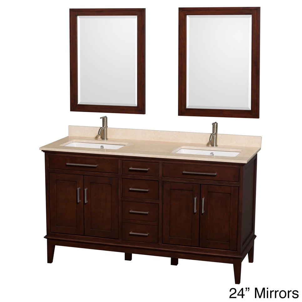 Wyndham Collection Hatton Dark Chestnut 60 inch Double sink Bathroom Vanity