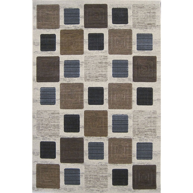 Mystique Harrison Geometric Squares Cream And Earthtone Area Rug (2 X 77)