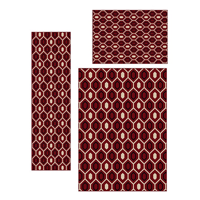 Ashley Contemporary Geometric 3 piece Area Rug Set