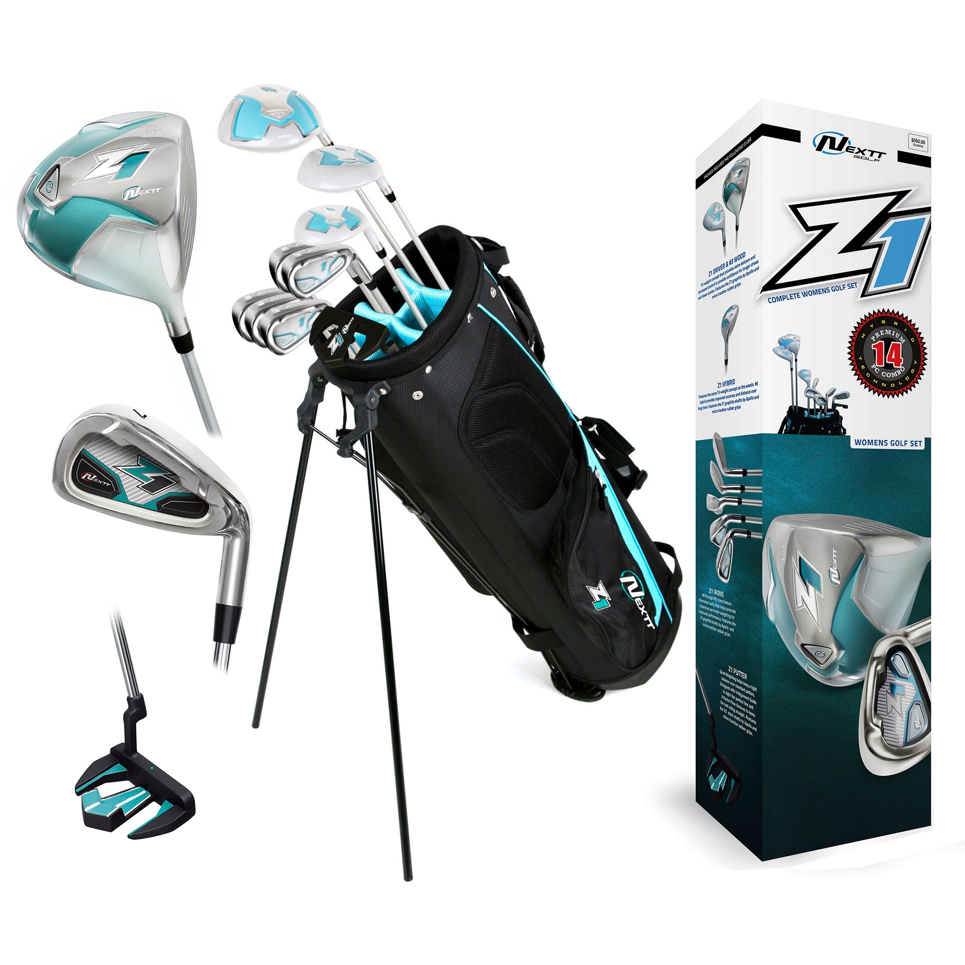 Nextt Golf Z1 14 Piece Womens Right Hand Bag And Club Set