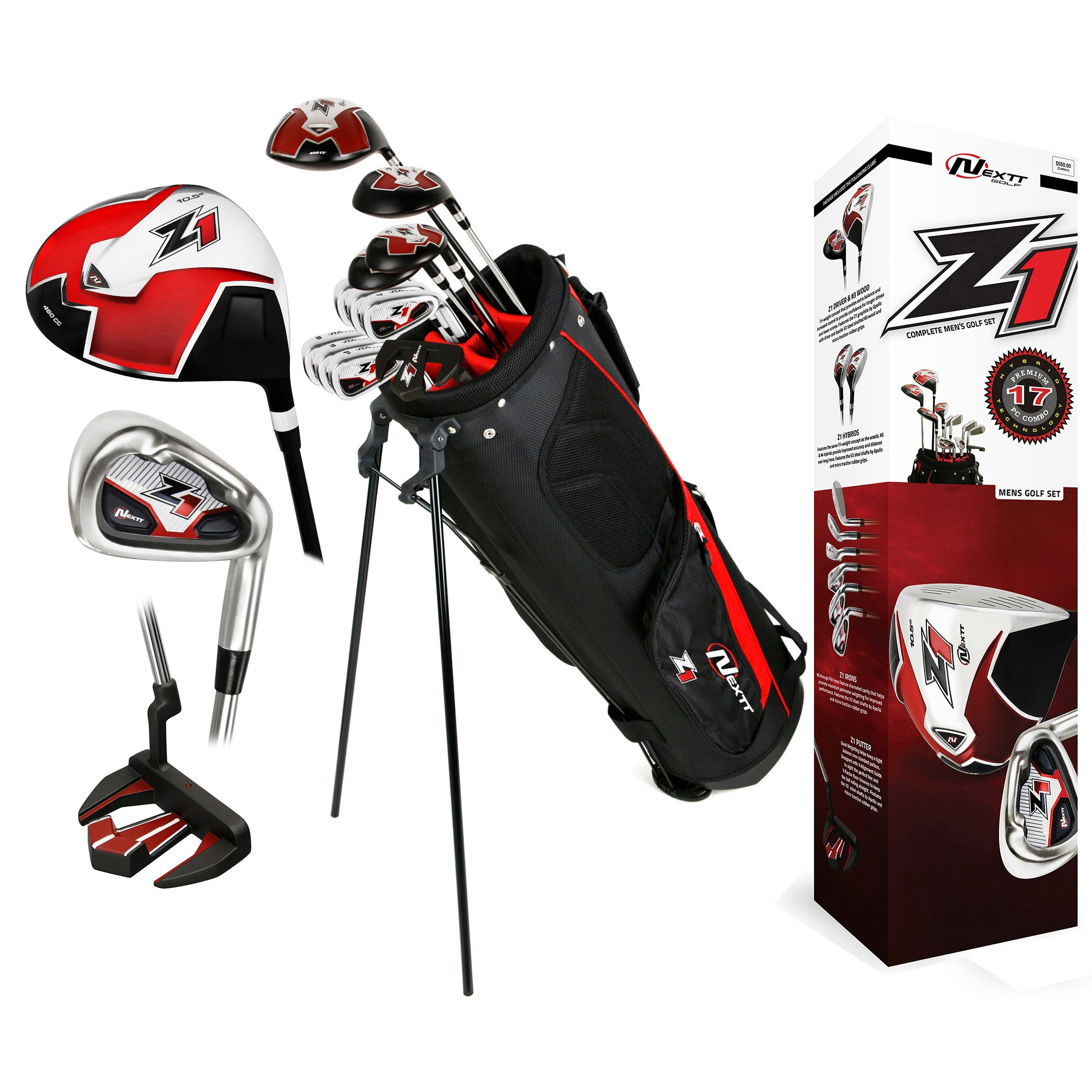 Nextt Golf Z1 17 Piece Mens Right Hand Bag And Club Set