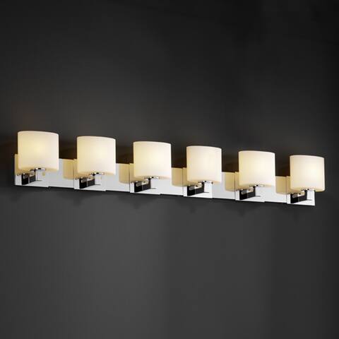 Justice Design Fusion Modular 6-light Polished Chrome Bath Bar, Opal Oval Shade
