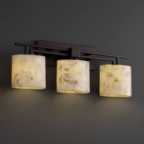 Alabaster Rocks Aero 3-light Dark Bronze Bath Bar, Oval Shade