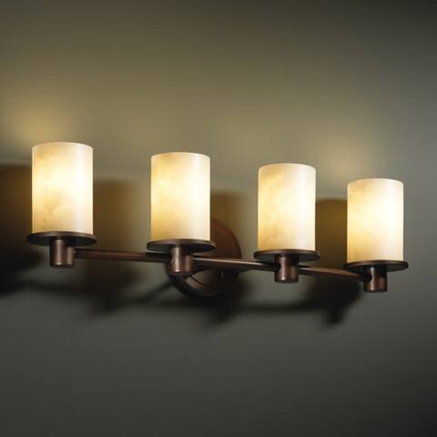 Justice Design Clouds Rondo 4-light Dark Bronze Bath Bar, Clouds Cylinder - Flat Rim Shade