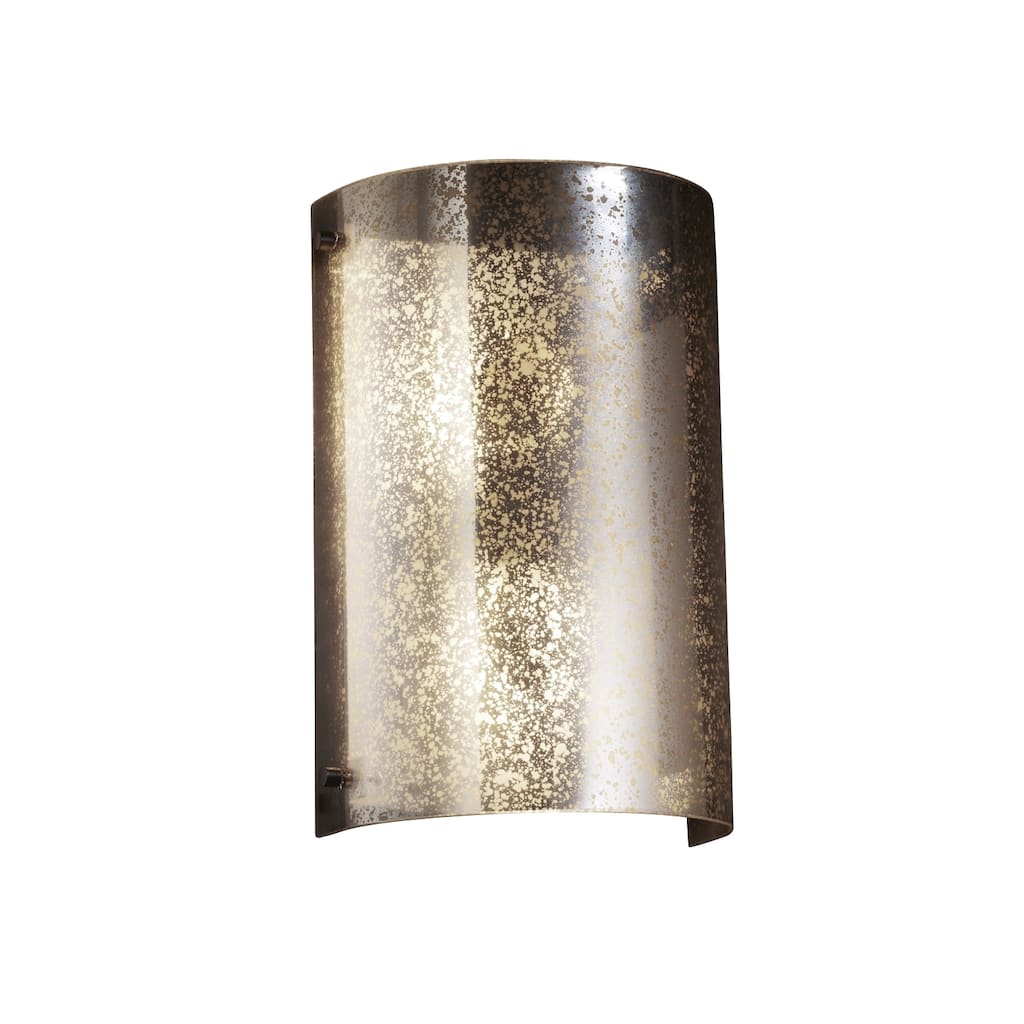 Justice Design Fusion Finials 2-light Dark Bronze Wall Sconce, Cylinder Mercury Shade