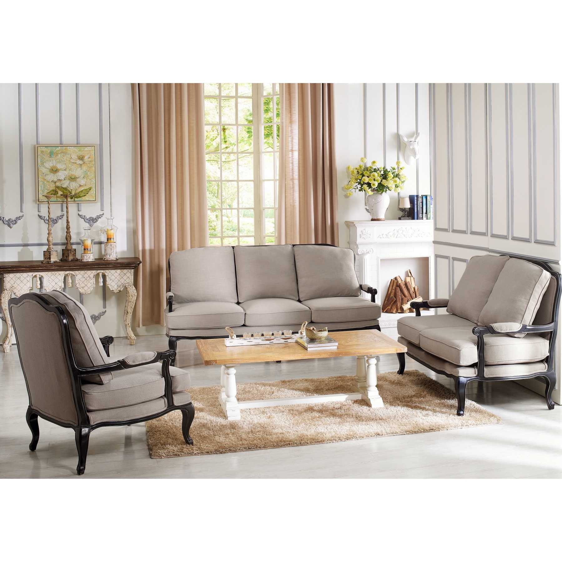 Baxton Studio Antoinette Classic Antiqued French Sofa Set