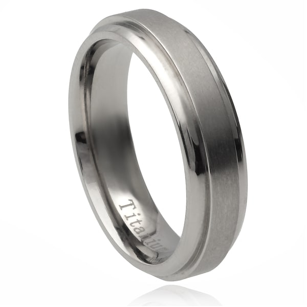 Vance Co. Mens Titanium Stepped Edge Brushed Center Band (6 mm)