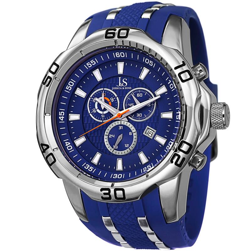 Joshua & Sons Bold Swiss Quartz Chronograph Date Silicone Strap Watch