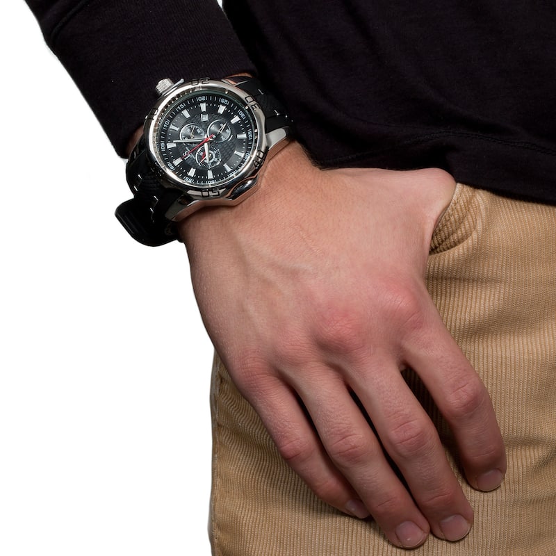 Joshua & Sons Bold Swiss Quartz Chronograph Date Silicone Strap Watch