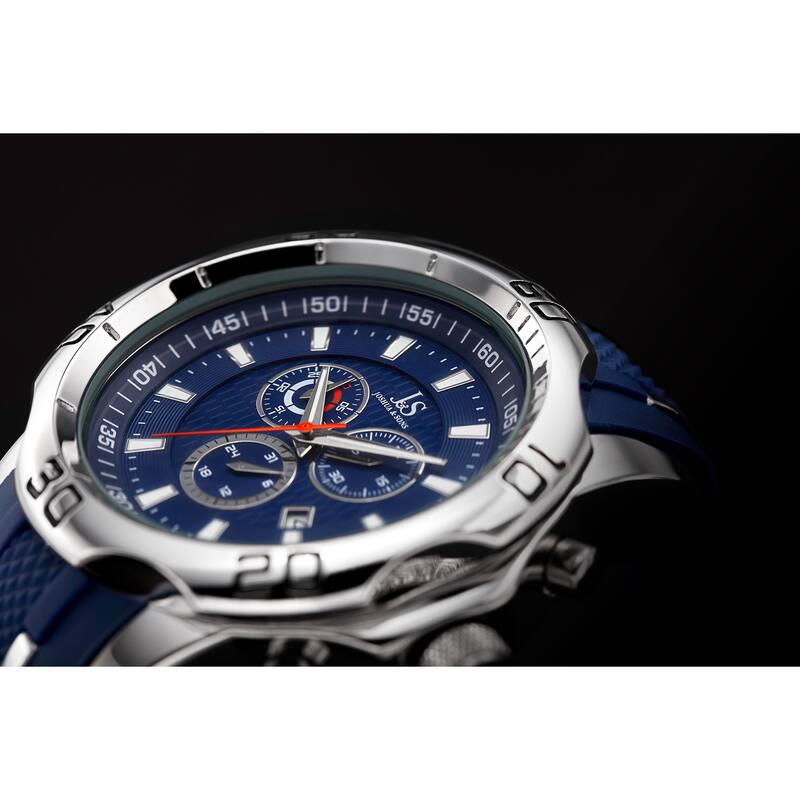 Joshua & Sons Bold Swiss Quartz Chronograph Date Silicone Strap Watch