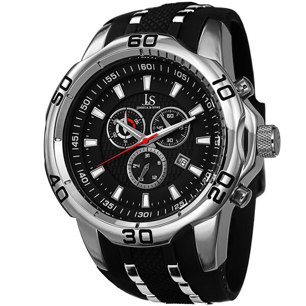 Joshua & Sons Bold Swiss Quartz Chronograph Date Silicone Strap Watch