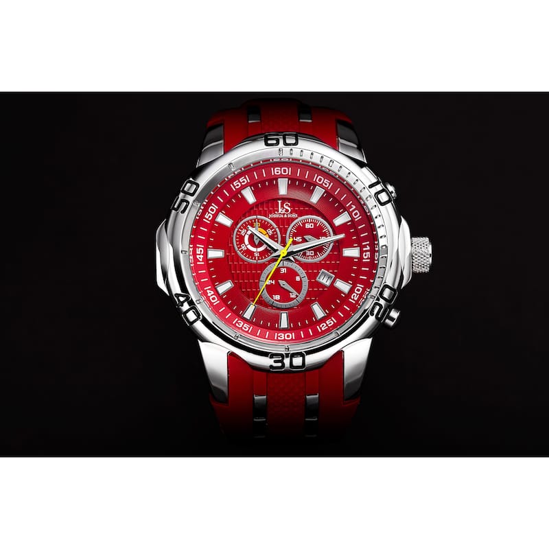 Joshua & Sons Bold Swiss Quartz Chronograph Date Silicone Strap Watch