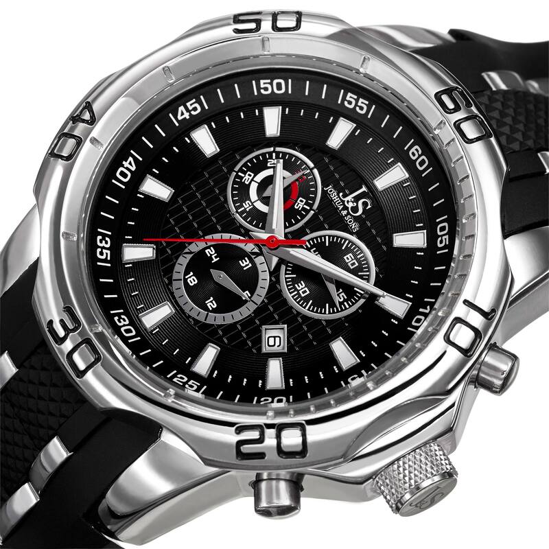 Joshua & Sons Bold Swiss Quartz Chronograph Date Silicone Strap Watch