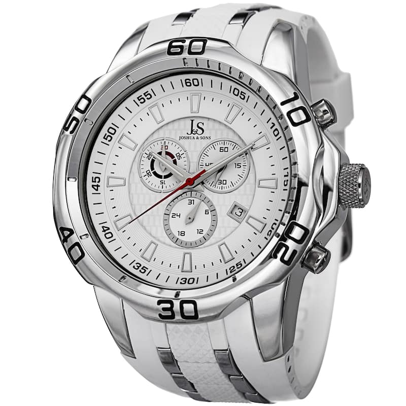 Joshua & Sons Bold Swiss Quartz Chronograph Date Silicone Strap Watch