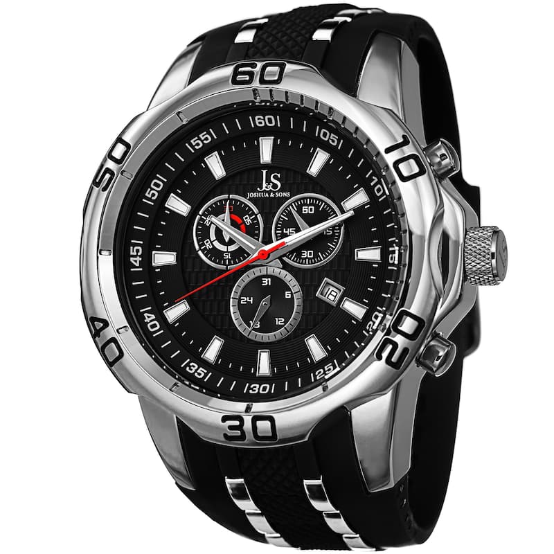 Joshua & Sons Bold Swiss Quartz Chronograph Date Silicone Strap Watch