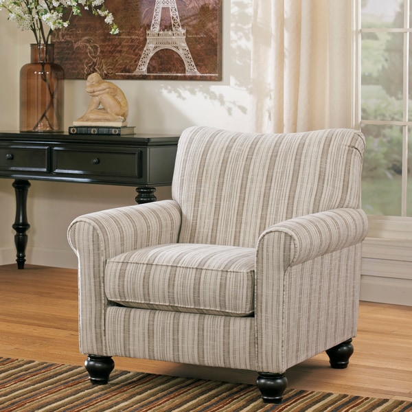 Shop Milari Linen Off-White Striped Accent Chair - On Sale - Free