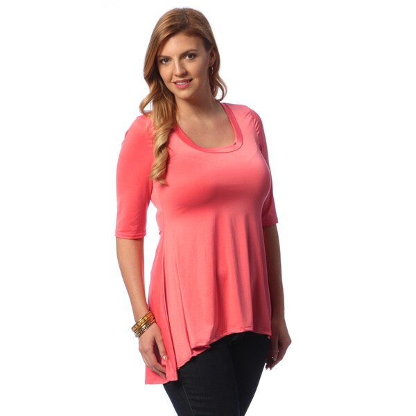 Shop 24/7 Comfort Apparel Women's Plus Size Solid High-low Tunic - Free ...