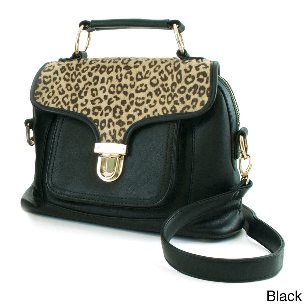 Adrienne Landau Cheetah Print Panel Front Pocket Satchel