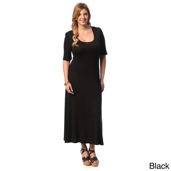 plus size black maxi dress with sleeves