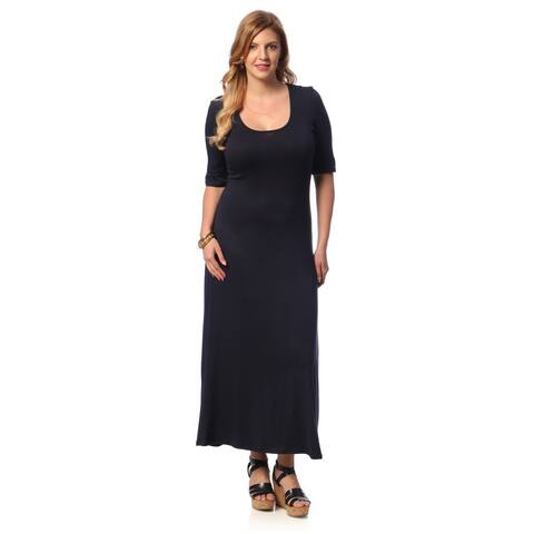 24/7 Comfort Apparel Women's Plus Size Half-sleeve Maxi Dress