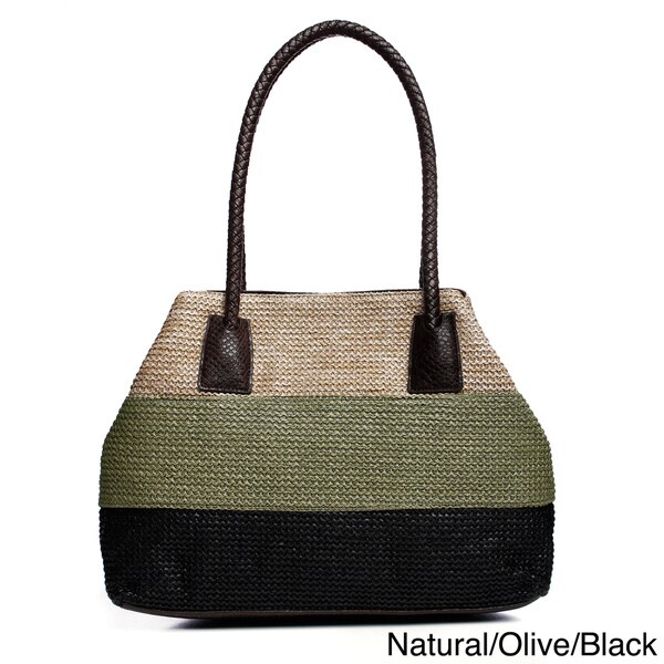 black straw shoulder bag