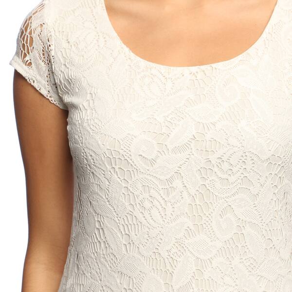 Shop Olive Oak Women S Ivory Short Sleeve Lace Dress Free