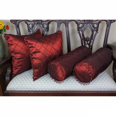 Blazing Needles Beaded Satin Throw Pillow Set (Set of 4)