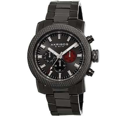 Akribos XXIV Men's Swiss Quartz Multifunction Stainless Steel Gun Bracelet Watch