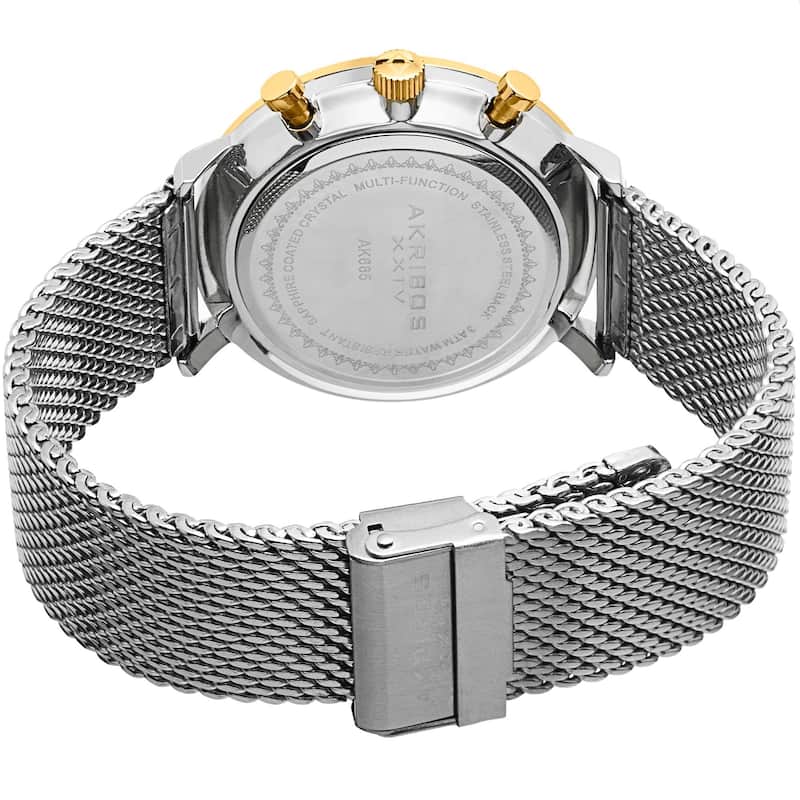 Akribos XXIV Men's Swiss Quartz Stainless Steel Mesh Silver-Tone Strap Watch