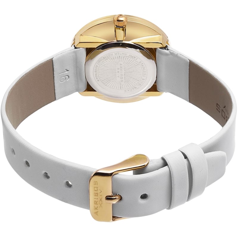 Akribos XXIV Women's Swiss Quartz Mother of Pearl Diamond Gold-Tone Strap Watch