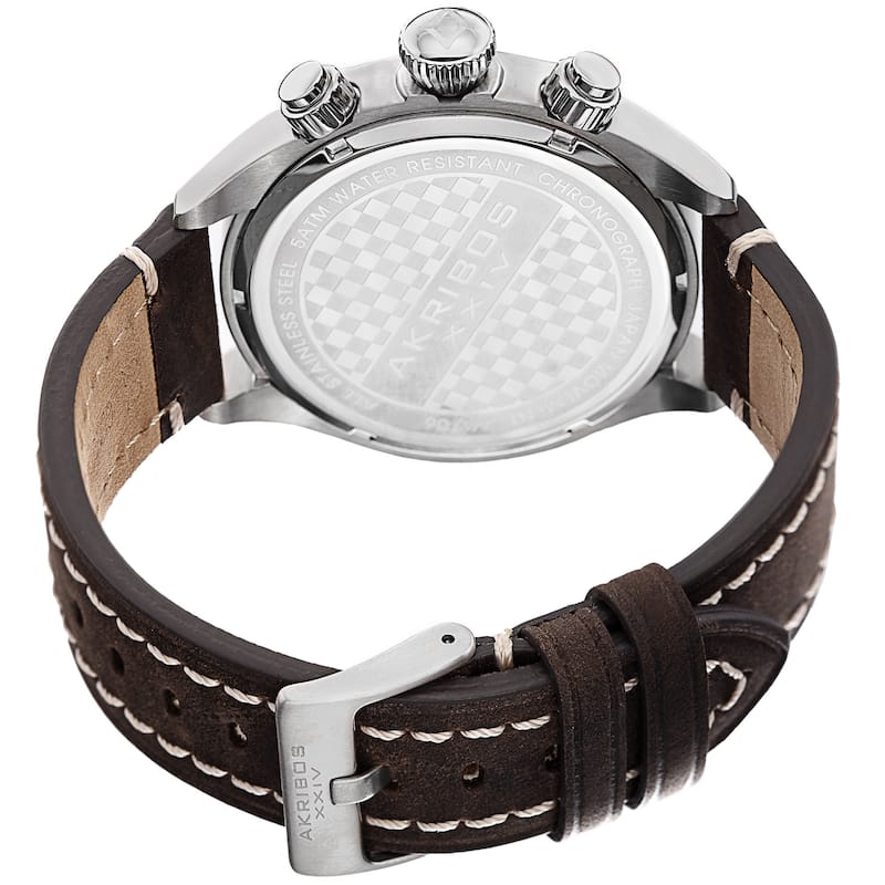 Akribos XXIV Men's Quartz Chronograph Leather Brown Strap Watch