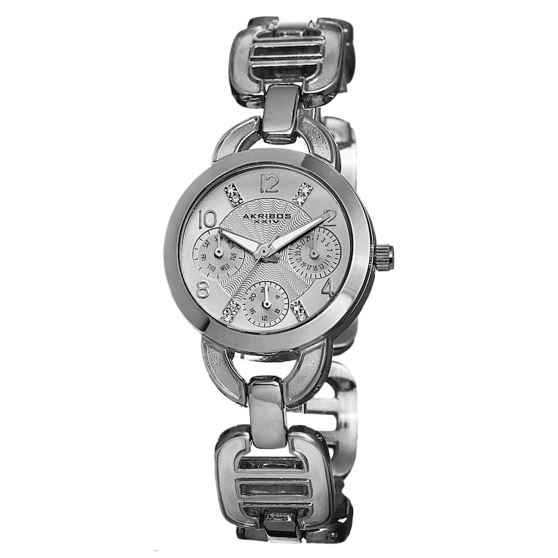 Akribos XXIV Women's Quartz Multifunction Link Silver-Tone Bracelet Watch