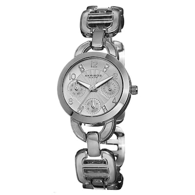 Akribos XXIV Women's Quartz Multifunction Link Silver-Tone Bracelet Watch