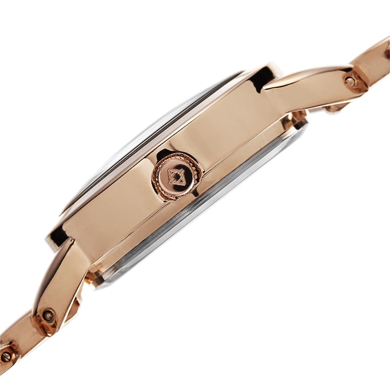 Akribos XXIV Women's Diamond-Accented Swiss Quartz Rose-Tone Bracelet Watch