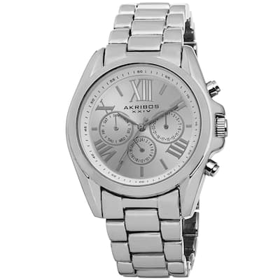 Akribos XXIV Women's Swiss Quartz Multifunction Silver-tone Bracelet Watch