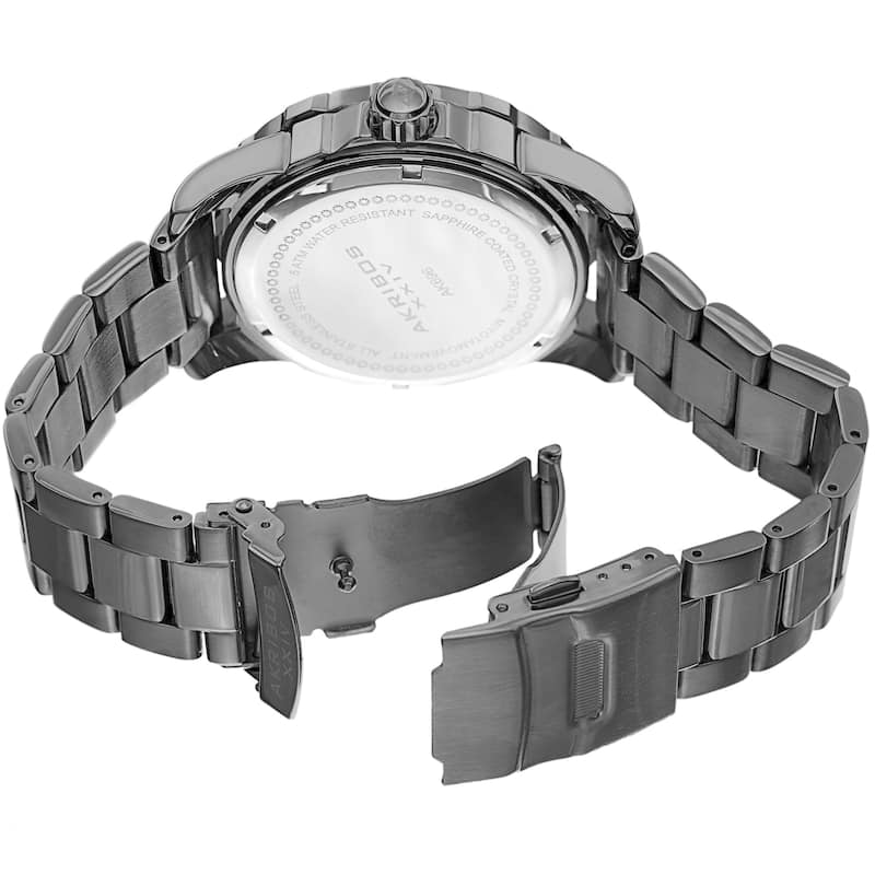 Akribos XXIV Men's Date Luminescent Stainless Steel Black Bracelet Watch