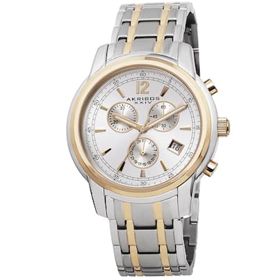 Akribos XXIV Men's Swiss Quartz Chronograph Stainless Steel Two-Tone Bracelet Watch