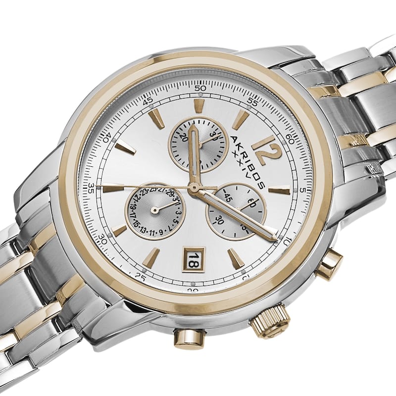 Akribos XXIV Men's Swiss Quartz Chronograph Stainless Steel Two-Tone Bracelet Watch