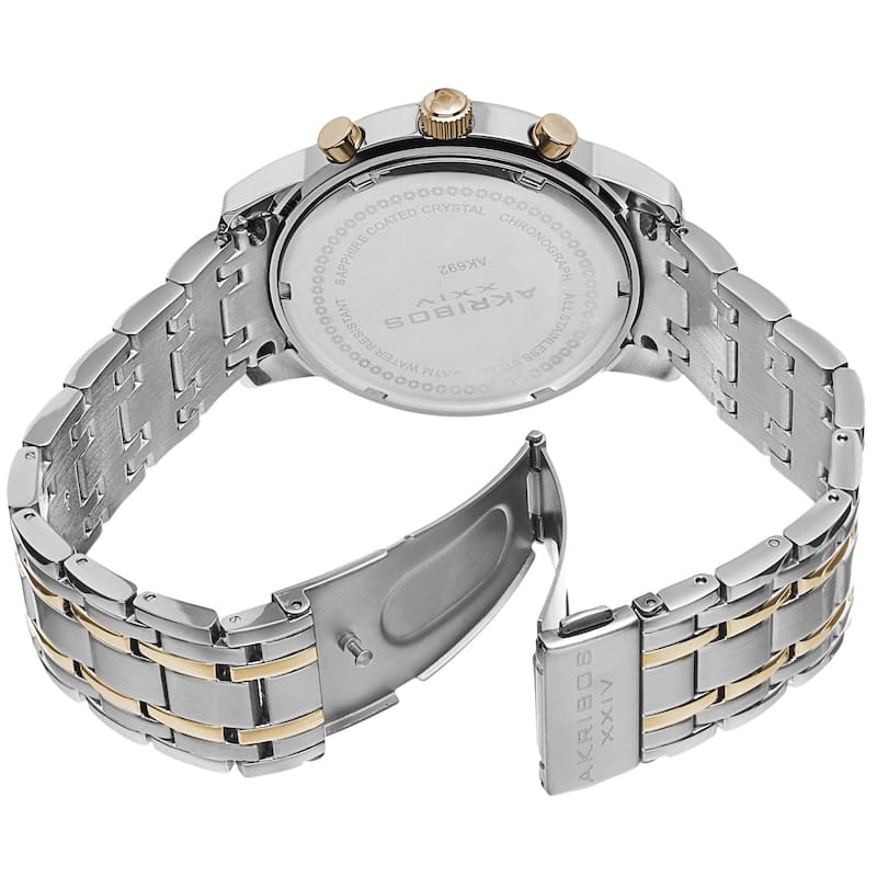 Akribos XXIV Men's Swiss Quartz Chronograph Stainless Steel Two-Tone Bracelet Watch