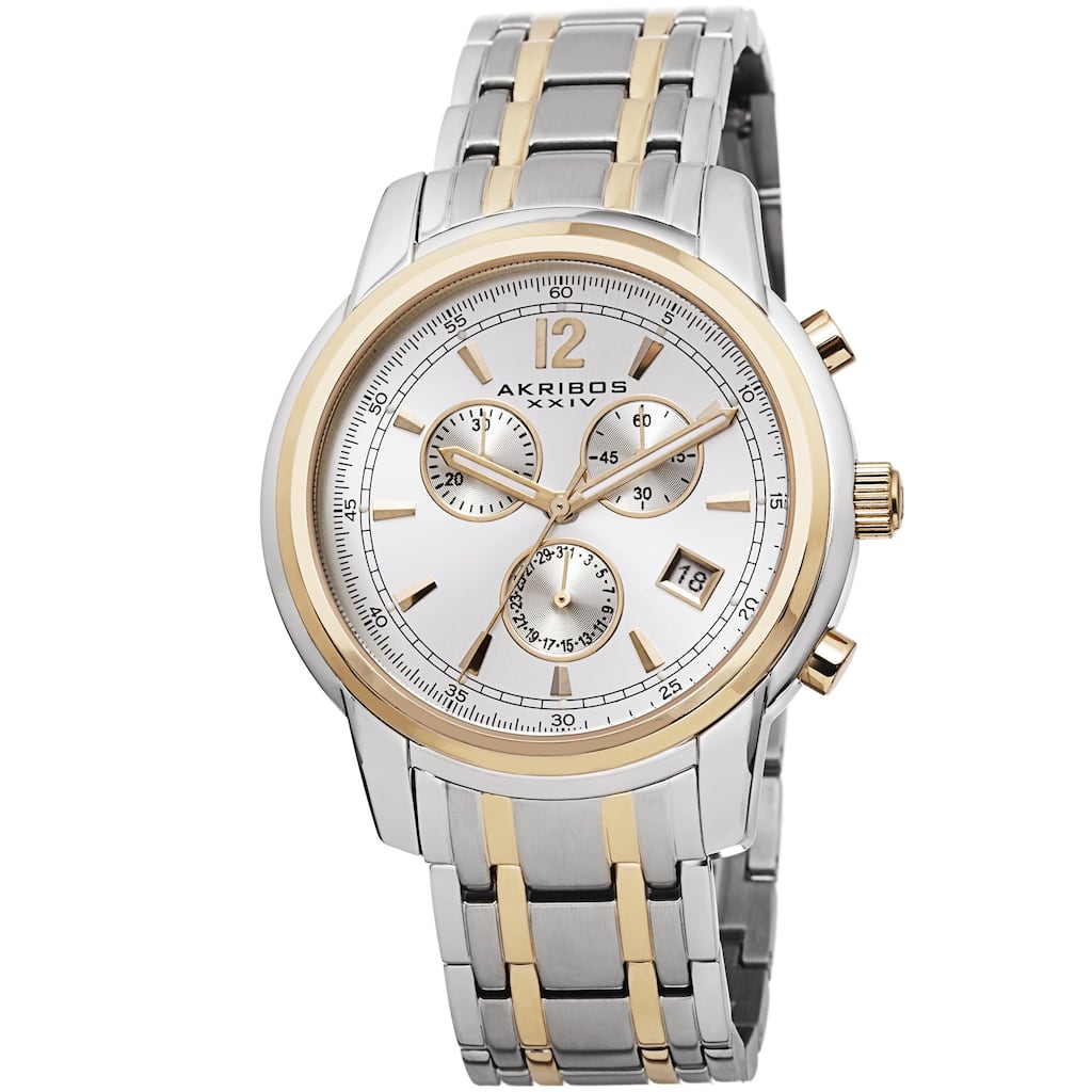 Akribos XXIV Men's Swiss Quartz Chronograph Stainless Steel Two-Tone Bracelet Watch
