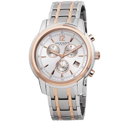 Akribos XXIV Men's Swiss Quartz Chronograph Stainless Steel Two-Tone Bracelet Watch