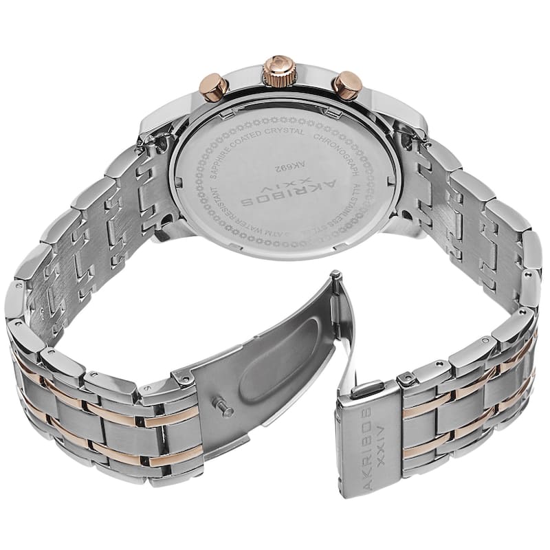 Akribos XXIV Men's Swiss Quartz Chronograph Stainless Steel Two-Tone Bracelet Watch