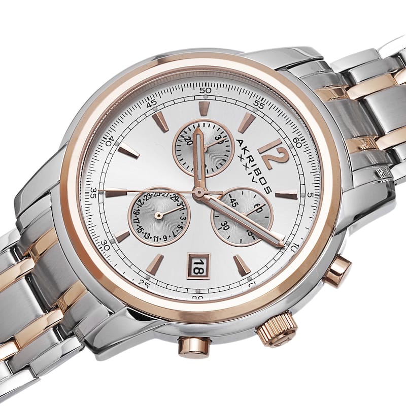 Akribos XXIV Men's Swiss Quartz Chronograph Stainless Steel Two-Tone Bracelet Watch